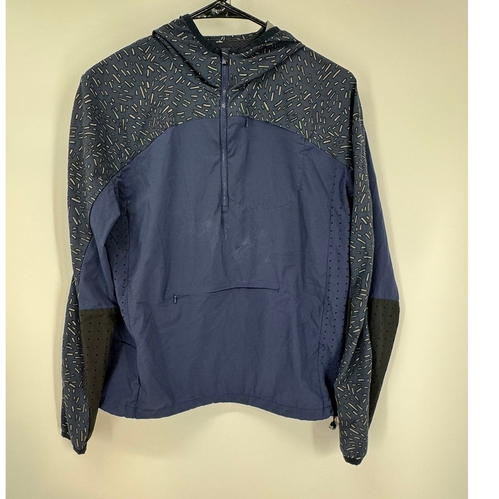 Outdoor Voices Mens XS Marine Confetti Blue Pullover Running Jacket Lightweight